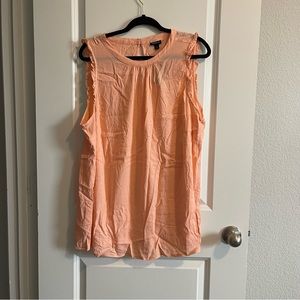 Torrid Peach Rayon Slub Ruffle Trim Mock Neck Tank Top, 1X NWT
